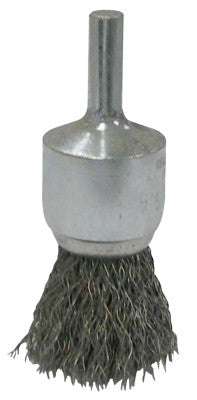 Weiler® Vortec Pro Stem Mtd Crimped Wire End Brushes, 1 in  Dia, .0104 Wire, 36249