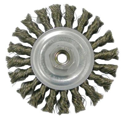 Weiler® Vortec Pro® Knot Wire Wheel, 4 in D, .014 in Stainless Steel, 5/8 in - 11 Arbor, 36213
