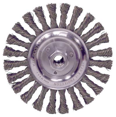 Weiler® Vortec Pro Knot Wire Wheel, 6 in Dia, .025 in Carbon Steel Wire, 11,000 rpm, 36224
