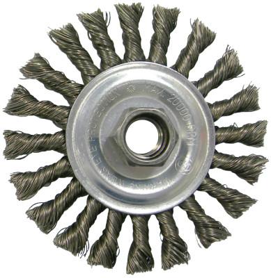 Weiler® Vortec Pro Knot Wire Wheel, 4 in Dia, .02 in Carbon Steel Wire, Extra Coarse, 36258