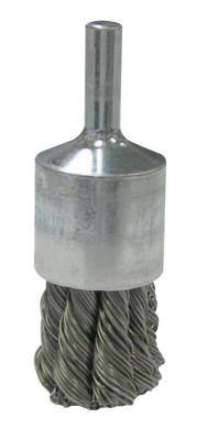 Weiler® Vortec Pro Stem Mtd Knot Wire End Brushes, Carbon, 3/4 in Dia, .014 Wire, 36286
