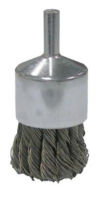 Weiler® Vortec Pro Stem Mtd Knot Wire End Brushes, Stainless, 1 in Dia, .014 Wire, 36289