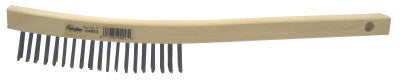 Weiler® Curved Handle Scratch Brush, 13-1/2 in, 3 x 19 Rows, Steel Bristle, Curved Wood Handle, 25150