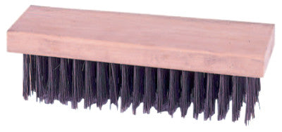 Weiler® Block Type Scratch Brushes, 7 1/4", 6X19 Rows, Round Steel Wire, Wood Handle, 44067