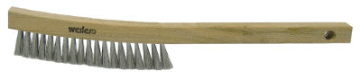 Weiler® Plater's Brushes, 4 X 16 Rows, Steel Wire Wire, Wood Handle, 44117