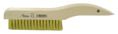 Weiler® Plater's Brushes, 10 in, 4 X 18 Rows, Brass Wire, Curved Wood Handle, 44119