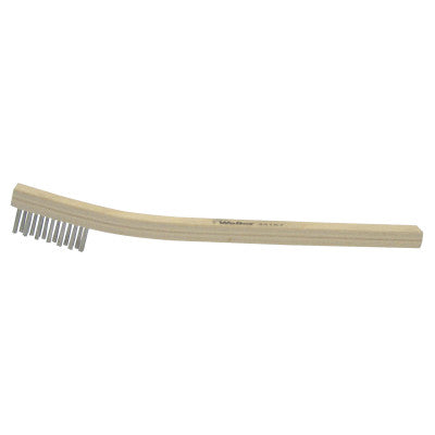 Weiler® Small Hand Scratch Brushes, 6 in, 3 X 10 Rows, Brass Wire, Curved Wood Handle, 44619
