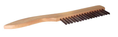 Weiler® Shoe Handle Scratch Brush, 10 in, 1X17 Rows, Stainless Steel Wire Bristle, Wood Handle, 44235