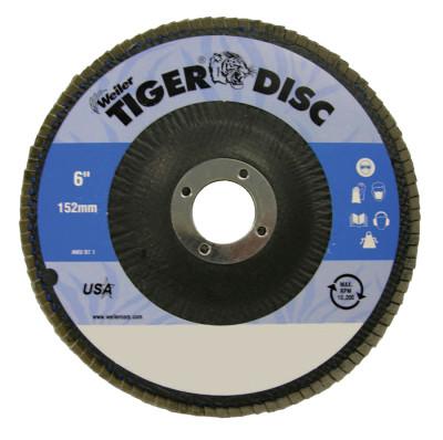 Weiler® Tiger Disc Abrasive Flap Discs, 6 in,80 Grit, 7/8 Arbor, 10,200 rpm, 50651