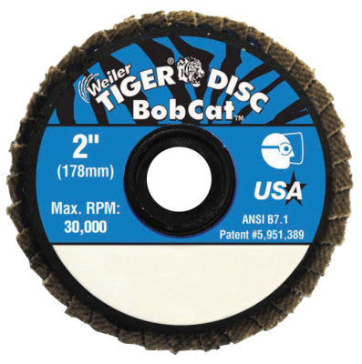 Weiler® Bobcat™ Flap Discs, Zirconium, 2 in Dia., 36 Grit, 50922