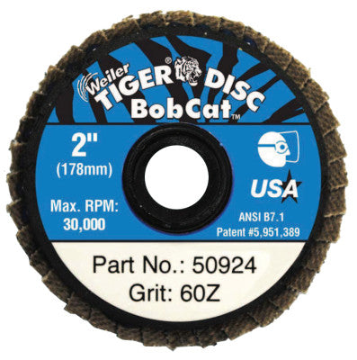 Weiler® Bobcat™ Flap Discs, Zirconium, 2 in Dia., 60 Grit, 50924