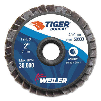 Weiler® Bobcat Flat Style Flap Discs, 2 in, 40 Grit, 30,000 rpm, 50933