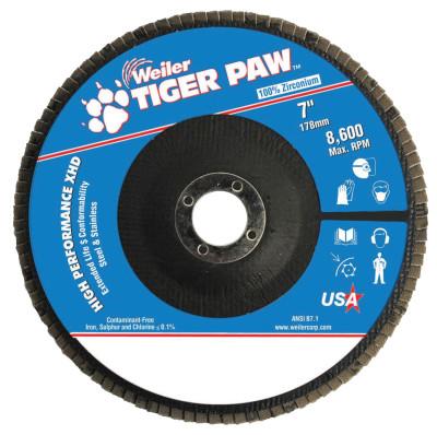 Weiler® Tiger Paw™ TY29 Coated Abrasive Flap Disc, 6 in, 40 Grit, 5/8 in-11 Hub Arbor, 51179