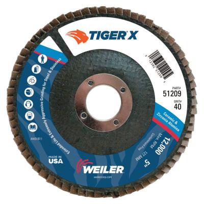 Weiler® TIGER X Flap Disc, 5 in Angled, 40 Grit, 7/8 in Arbor, 51209