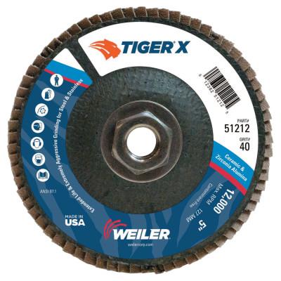 Weiler® TIGER X Flap Disc, 5 in Angled, 40 Grit, 5/8 in - 11 Arbor, 51212