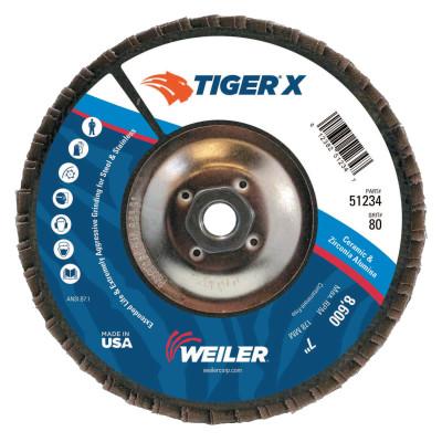 Weiler® Tiger® X Flap Disc, Type 29, 6 in, 80 Grit, 5/8 in-11 Hub Arbor, 51243