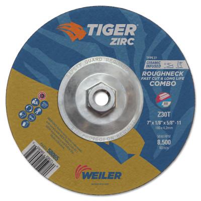 Weiler® 5 in X 3/32 in Tiger Mechanized Pipeliner, Z30T, Type 27, 5/8 in -11 Nut, 58067