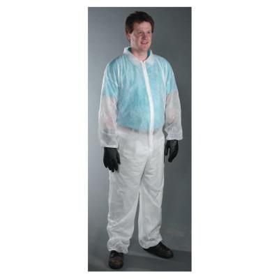 West Chester SBP Protective Coveralls, White, M, Collar, Elastic Wrists/Ankles, Zip Front, 3502/M