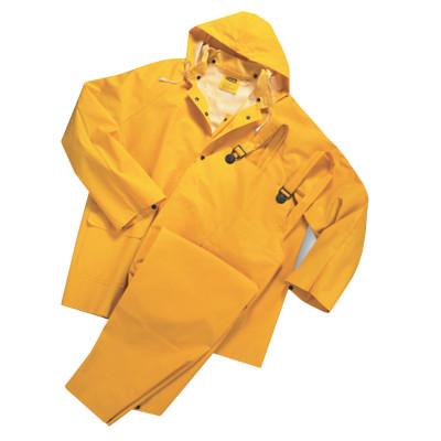 West Chester 3-Piece Rainsuits, Jacket/Hood/Overalls, 0.35 mm, PVC/Polyester, Yellow, 3X-L, 4035/XXXL