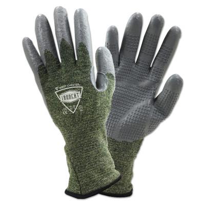 WEST CHESTER IRONCAT 6100 Coated Welding Gloves, FR Silicone, Small, Gray/Green, 6100/S