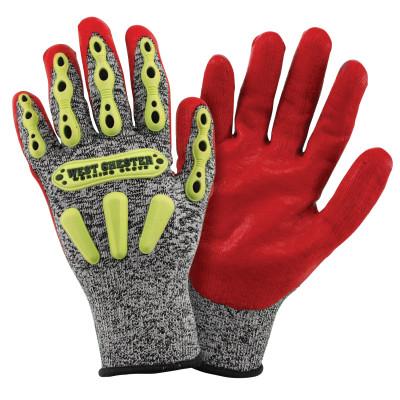 West Chester Synthetic Leather Palm Gloves, Large, Gray Shell, Red Palm Dip, Elastic, Unlined, 713SNTPRG/L