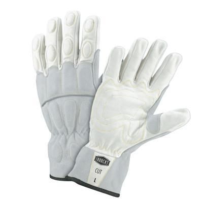 West Chester Buffalo Leather Palm Gloves, Small, White/Gray, 9076/S