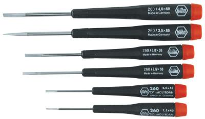 Wiha® Tools Precision Tool Sets, Slotted, 6 Piece, 26090