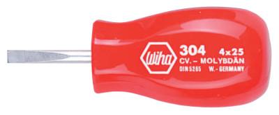 Wiha® Tools Soft Grip Slotted Stubby Drivers, 1/4 in, 2.95 in Overall L, 30265