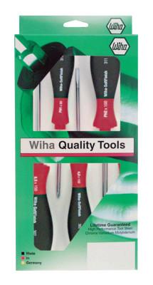 Wiha® Tools SoftFinish Screwdriver Sets, Phillips; Slotted, 5 Piece, 3 - 6.5 mm, 30295