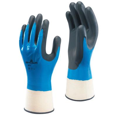 SHOWA® Foam Grip 377 Nitrile-Coated Gloves, 2X-Large, Black/Blue/White, 377XXL-10