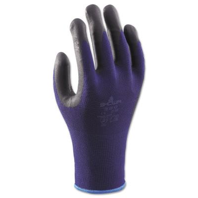 SHOWA® Coated Gloves, 10 in L, Size L, Black/Blue, 382L-08