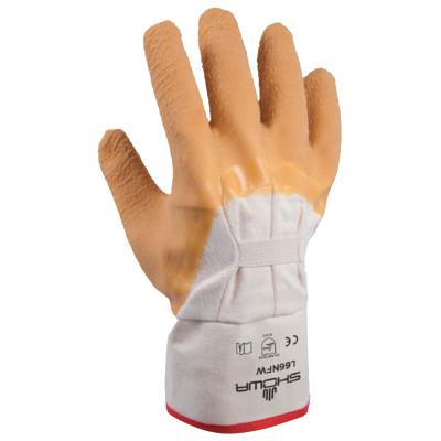 SHOWA® Original Nitty Gritty Palm-Coated Rubber Gloves, Large, White/Yellow, 66NFW-10