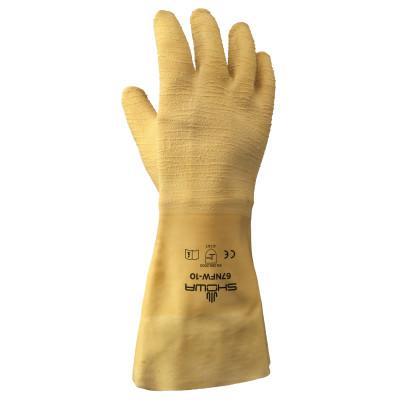 SHOWA® Original Nitty Gritty Rubber-Coated Gloves, Large, Gray/Yellow, 67NFW-10