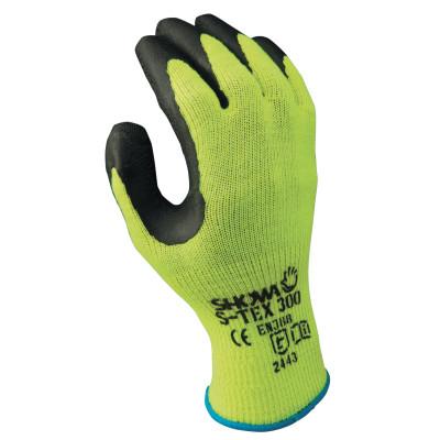 SHOWA® S-Tex 300 Rubber Palm-Coated Gloves, Medium, Black/Hi-Viz Yellow, S-TEX300M-08