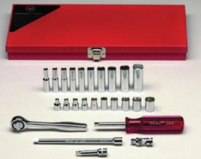 Wright Tool 23 Piece Standard & Deep Socket Sets, 1/4 in, 6 Point, 223