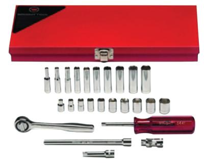 Wright Tool 23 Piece Metric Standard & Deep Socket Sets, 1/4 in, 6 Point, 224