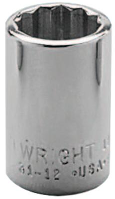 Wright Tool 3/8" Dr. Standard Sockets, 3/8 in Drive, 22 mm, 12 Points, 31-22MM