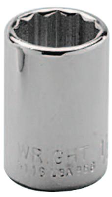 Wright Tool 3/8" Dr. Standard Sockets, 3/8 in Drive, 1/2 in, 12 Points, Chrome-Plated, 3116