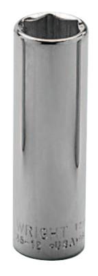 Wright Tool 3/8" Dr. Deep Sockets, 3/8 in Drive, 7/16 in, 6 Points, 3514
