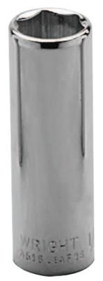 Wright Tool 3/8" Dr. Deep Sockets, 3/8 in Drive, 1/2 in, 6 Points, 3516