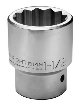 Wright Tool 1" Dr. Standard Sockets, 1 in Drive, 1 3/16 in, 12 Points, 8138