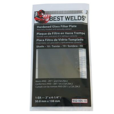 Best Welds Glass Filter Plate, Shade 10, 2 x 4 1/4 in, Green, 932-105-10