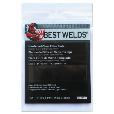 Best Welds Glass Filter Plate, Shade 14, 4 1/2 x 5 1/4 in, Green, 932-107-14