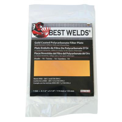 Best Welds Gold Coated Filter Plate, Gold/10, 4.5 x 5.25, Polycarbonate, 932-110-10