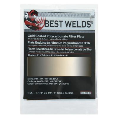 Best Welds Gold Coated Filter Plate, Gold/11, 4.5 x 5.25, Polycarbonate, 932-110-11