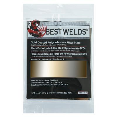 Best Welds Gold Coated Filter Plate, Gold/9, 4.5 in x 5.25 in, Polycarbonate, 932-110-9