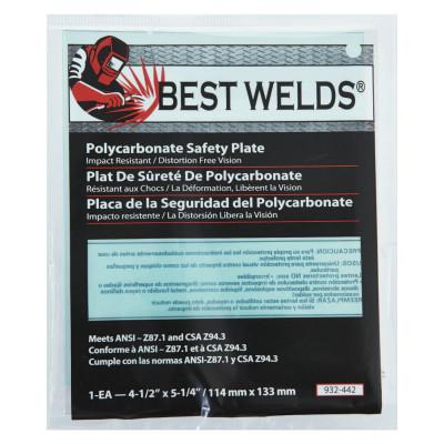 Best Welds Safety Plate, 4.5 in x 5.25 in, Polycarbonate, Clear, 932-442