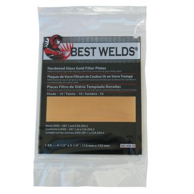 Best Welds Hardened Glass Gold Filter Plate, Gold/10, 4.5 in x 5.25 in, SH10, Glass, 932-458-10