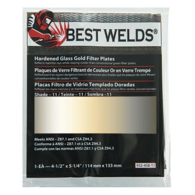 Best Welds Hardened Glass Gold Filter Plate, Gold/11, 4.5 in x 5.25 in, SH11, Glass, 932-458-11