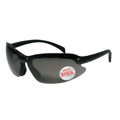 ORS Nasco Smoke Bifocal Safety Glasses, 2.0 Diopter, Clear Coating, Polycarbonate Lens, Black Frame, CS200